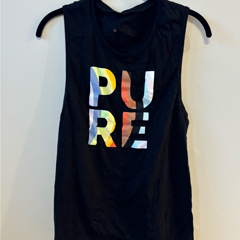 Pure Barre Black Muscle Tee with Colorful Lettering